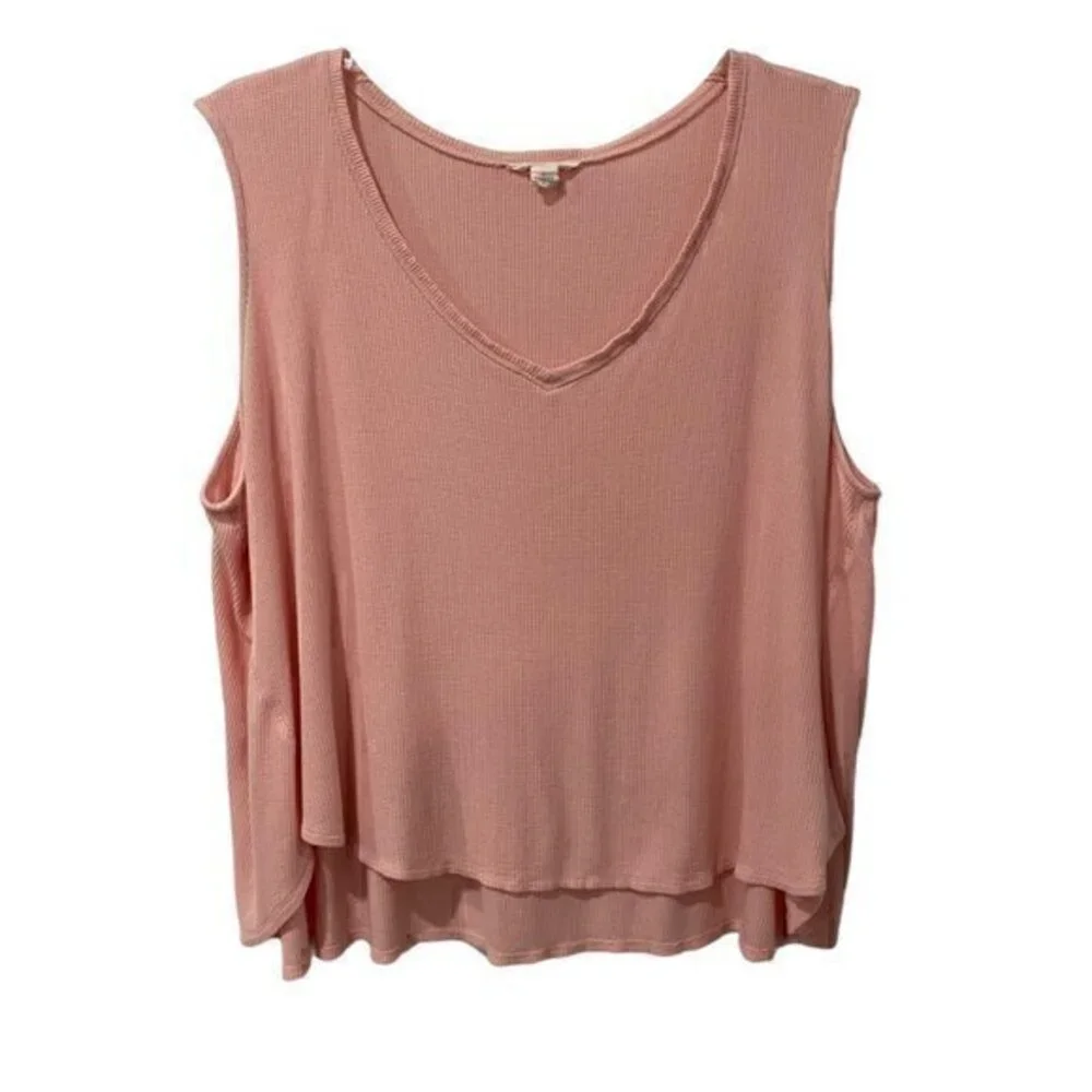 Caslon Women Top Lagenlook High Low Hem Textures Material Very Oversized Size L